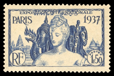 FRENCH COLONIES Somali Coast (144var) 1937 Paris International Exposition, 1.50fr ultramarine, country name inverted, n.h., v.f., expert signed, ex-Sagar
