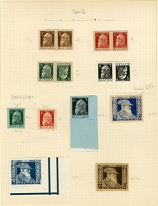 GERMAN STATES Bavaria 1911-20 Luitpold and other issues, Proofs and Essays collection on pages, 75+ imperf. items, unissued designs, varieties, etc., mostly fine-v.f. 