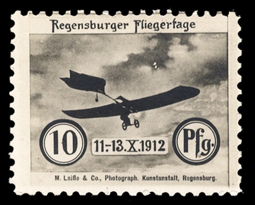 GERMANY Air Post (Mi.7) 1912 Regensburger Fliegertage, 10pf black, h.r., v.f., with 1978 Buhler certificate, €1,200