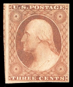 United States 1851-57 Issue (10A) 3c orange brown, type II, large part original gum, clear to large margins all around including part of adjoining stamp at left, fine, with 2020 Crowe certificate