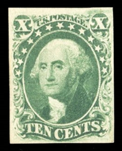United States 1851-57 Issue (15) 10c green, type III, unused without gum, clear to large margins all around, fine, with 2024 PSE certificate, cat. value $1,800