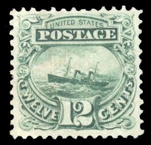 United States 1869 Pictorials (117) 12c green, part original gum, nice color, v.f., with 2024 Crowe certificate, cat. value $1,850)