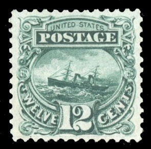 United States 1875 Re-Issue of the 1869 Issue (128) 12c green, unused without gum, well centered, fresh color, v.f., with 1991 PFC, only 1,584 sold, cat. value $1,000