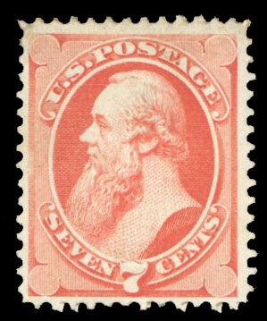 United States 1870-73 Issues (138) 1871 7c vermilion, H.Grill, h.r., with some short gumming and perf. crease at top (the latter not mentioned on the accompanying certificate), otherwise fine