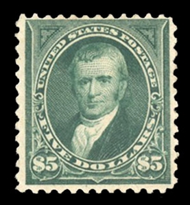 United States 1894-97 Bureau Issue (263) 1894 $5 dark green, l.h., fresh color, fine, with 2023 Crowe certificate, cat. value $4,000