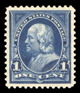 United States 1894-97 Bureau Issue (264) 1895 1c blue, n.h., near perfect centering with jumbo margins, with 2021 PSE certificate graded Superb 98 (SMQ $2,300)