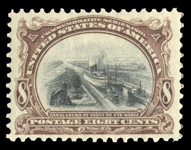 United States 1901 Pan American Exposition (298) 8c brown violet and black, n.h., well centered, with 2016 PFC graded "XF 90" (SMQ $425)