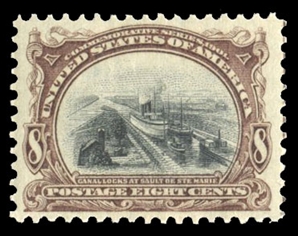 United States 1901 Pan American Exposition (298) 8c brown violet and black, n.h., well centered, with 2016 PFC graded XF 90 (SMQ $425)