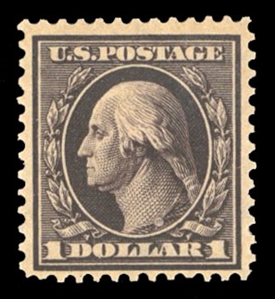 United States 1908-9 Issues (342) 1909 $1 violet brown, n.h., well centered, v.f., with 2023 Crowe certificate, cat. value $1,050