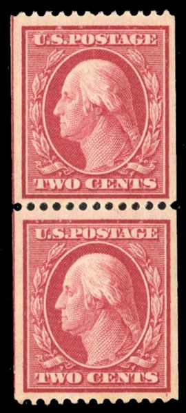 United States 1908-9 Issues (349) 1909 2c carmine, vertical guide line pair, n.h., v.f., with 2007 PSE certificate, cat. value $1,350