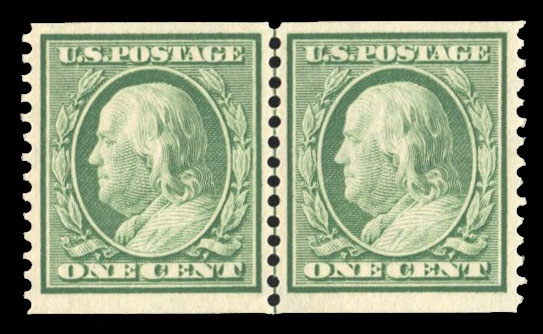 United States 1908-9 Issues (352) 1909 1c green, horizontal guide line pair, h.r., well centered, v.f., with 2023 Crowe certificate, cat. value $825