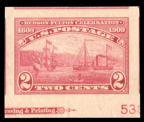 United States 1909-13 Issues (373) 2c carmine, bottom margin part imprint and plate number single, with adjoining stamps on three sides, n.h., with 2023 PSE certificate graded "Gem 100" (SMQ $200)