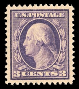 United States 1909-13 Issues (376) 1911 3c deep violet, n.h., near perfect centering, with 2007 PSE certificate graded Superb 98 (SMQ $1,125)