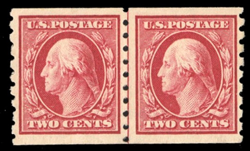 United States 1909-13 Issues (393) 1910 2c carmine, horizontal guide line pair, heavy h.r., fresh color, fine-v.f., with 2023 Crowe certificate, cat. value $300
