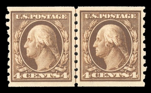 United States 1909-13 Issues (395) 1910 4c brown, horizontal guide line pair, h.r., well centered, pencil notation on gum, v.f., with 2020 Crowe certificate, cat. value $475