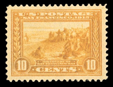 United States 1913-15 Panama-Pacific Exposition (400) 1913 10c orange yellow, h.r., well centered with wide margins, with 2021 PSE certificate graded "XF-Sup 95" (SMQ $300)