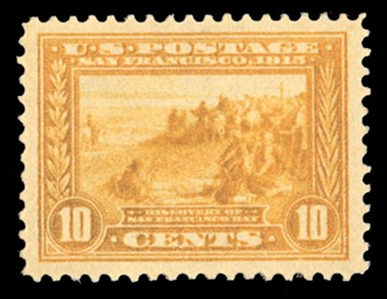 United States 1913-15 Panama-Pacific Exposition (400) 1913 10c orange yellow, h.r., well centered with wide margins, with 2021 PSE certificate graded XF-Sup 95 (SMQ $300)