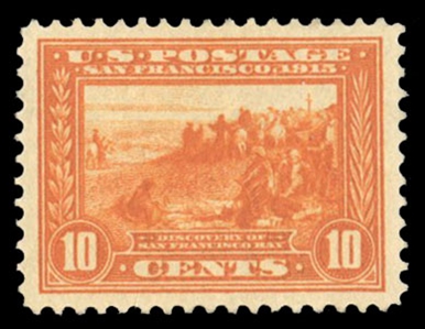 United States 1913-15 Panama-Pacific Exposition (400A) 1913 10c orange, l.h., near perfect centering, bright color, with 2024 PSE certificate graded Superb 98 (SMQ $800)