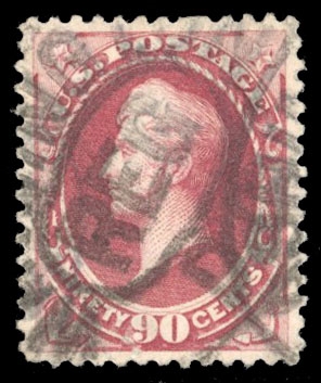 United States 1879-1888 Bank Note Issues (191) cat. value $400, 1879 90c carmine, used, creased