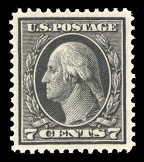 United States 1914-17 Issues (407) 1914 7c black, l.h., near perfect centering, fresh color, with 2024 PSE certificate graded "Superb 98" (SMQ $400)