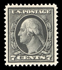 United States 1914-17 Issues (407) 1914 7c black, l.h., near perfect centering, fresh color, with 2024 PSE certificate graded Superb 98 (SMQ $400)