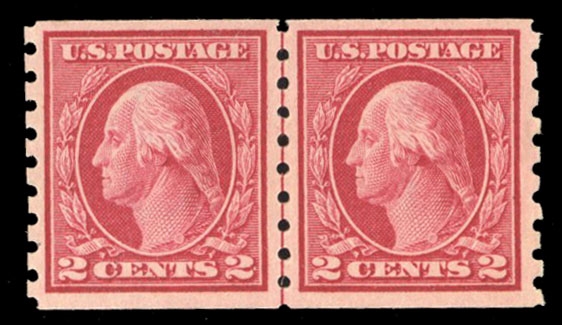 United States 1914-17 Issues (413) 1914 2c carmine, horizontal guide line pair, h.r., well centered, pencil notation on gum, v.f., with 2021 Crowe certificate, cat. value $275
