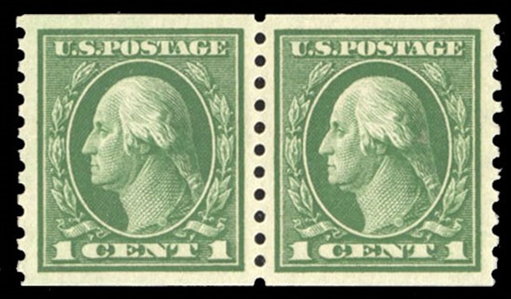 United States 1914-17 Issues (443) 1914 1c green, horizontal pair, n.h., near perfect centering with wide margins, fresh color, with 2018 PSE certificate graded Superb 98 (SMQ $1,000)