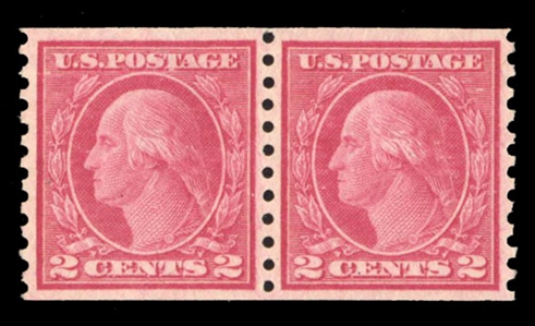 United States 1914-17 Issues (454) 1915 2c red, horizontal pair, n.h., well centered, fresh color, with 1991 PFC and 2007 PSE certificate, the latter graded XF 90 (SMQ $575)