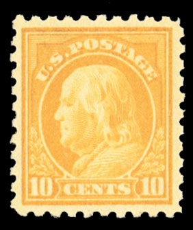 United States 1914-17 Issues (472) 1916 10c orange yellow, n.h., well centered, nice color, with 2024 PSE certificate graded "XF 90" (SMQ $450)