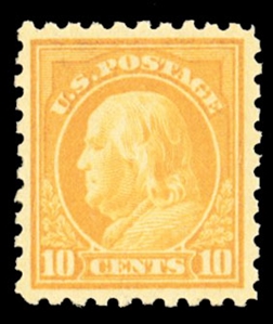 United States 1914-17 Issues (472) 1916 10c orange yellow, n.h., well centered, nice color, with 2024 PSE certificate graded XF 90 (SMQ $450)