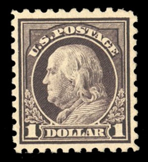 United States 1914-17 Issues (478) 1917 $1 violet black, small h.r., nicely centered, with 2023 Crowe certificate graded "80" (SMQ $625)
