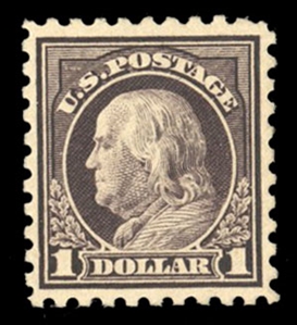 United States 1914-17 Issues (478) 1917 $1 violet black, small h.r., nicely centered, with 2023 Crowe certificate graded 80 (SMQ $625)