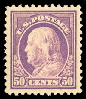 United States 1917-29 Issues (517) 1917 50c red violet, h.r., near perfect centering with jumbo margins, beautiful color, with 2022 PSE certificate graded "Superb 98J" (SMQ $350)