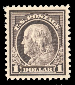 United States 1917-29 Issues (518) 1917 $1 violet brown, n.h., well centered, rich color, with 2007 PSE certificate graded "XF-Sup 95" (SMQ $525)