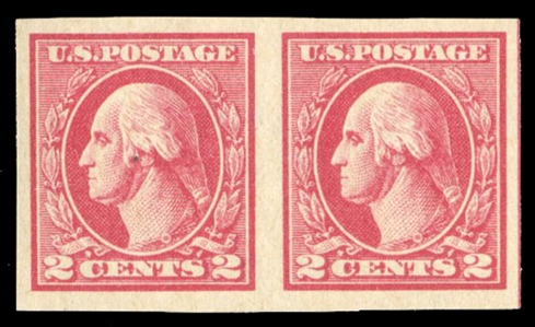 United States 1917-29 Issues (533) 1920 2c carmine, type V, imperf. horizontal pair, n.h., full margins all around, with 2023 Crowe certificate graded 90 (SMQ $450)