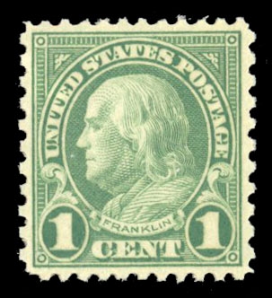 United States 1917-29 Issues (578) 1923 1c green, n.h., well centered with wide margins, with 2024 PSE certificate graded "XF-Sup 95" (SMQ $650)