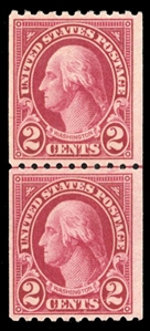 United States 1917-29 Issues (606a) 1923 2c carmine lake, vertical guide line pair, n.h., fresh color, fine, with 2018 PSE certificate, cat. value $775