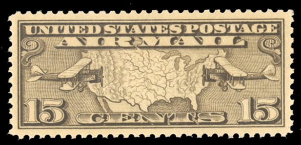 United States Air Post (C8) 1926 15c olive brown, n.h., near perfect centering, with 2024 PSE certificate graded Superb 98 (SMQ $325)