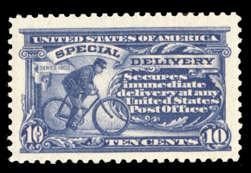 United States Special Delivery (E11var) 1917 10c ultramarine, Analine Ink "pink back" variety, n.h., well centered, with 2024 Crowe certificate graded "90" (SMQ $160 for regular stamp)