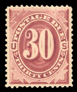 United States Postage Dues (J27) 1891 30c bright claret, h.r., well centered, with 2022 PSE certificate graded VF-XF 85 (SMQ $700)