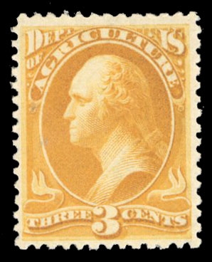 United States Officials (O3) 1873 Agriculture, 3c yellow, n.h., well centered, v.f., with 2024 Crowe certificate, cat. value $450
