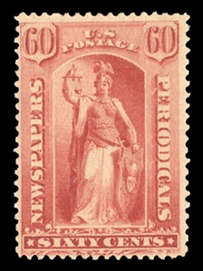 United States Newspaper Stamps (PR67) 1879 60c red, l.h., rich color, fine, with 1991 PFC, cat. value $1,250