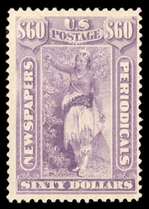 United States Newspaper Stamps (PR79) 1879 $60 purple, small h.r., fresh color, fine, with 2024 Crowe certificate, cat. value $850