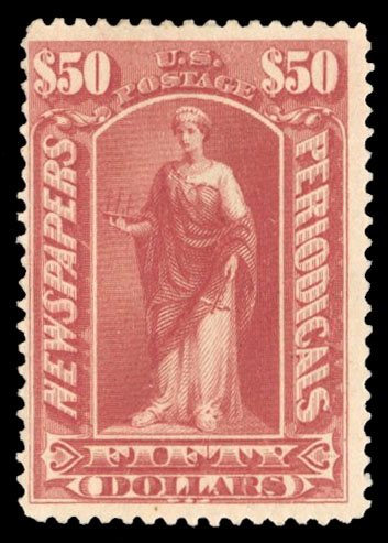 United States Newspaper Stamps (PR112) 1895 $50 dull rose, small h.r., nice color, fresh and fine, with 2023 Crowe certificate, cat. value $2,750
