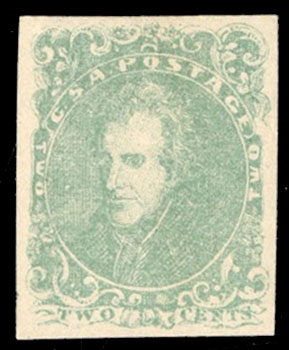 Confederate States (3) 1862 2c green, small h.r., full margins all around, light gum bends, otherwise v.f., with 2024 Crowe certificate, cat. value $1,000