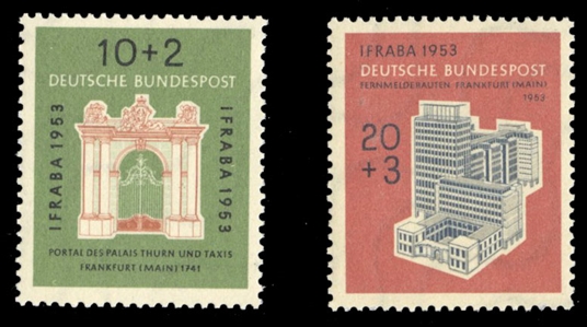 Germany (B332-333) cat. value $37.50, 1953 International Stamp Exhibition, set of two, never hinged