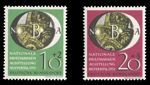Germany (B318-319) cat. value $67.50, 1951 National Philatelic Exhibition, set of two, never hinged