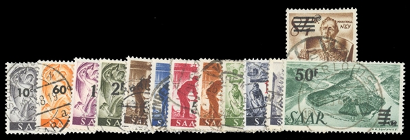 Saar (175-187) cat. value $103.95, 1947 Surcharges, complete set, used