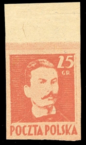 Proofs (341P) 1944 25gr red orange, imperforate sheet margin single, Proof type VI on light gray blue thin paper, double impression, v.f., signed Krawczyk, Schmutz, etc., with 1999 Petriuk