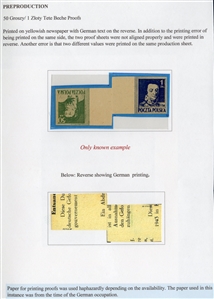 Proofs (342,342P) 1944 25gr green, 1zl dark blue, imperforate horizontal gutter Tete Beche pair, Proof type VI, folded between stamps, v.f., with 2005 Petriuk and 2009 Korszen certificates